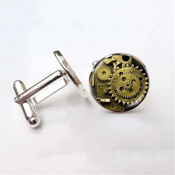 Men's Steampunk Glass Dome Shirt Cufflinks