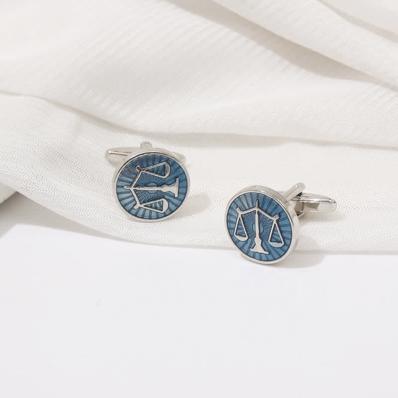 Men's Exquisite Law Scales Pattern Enamel Cufflinks - image 4