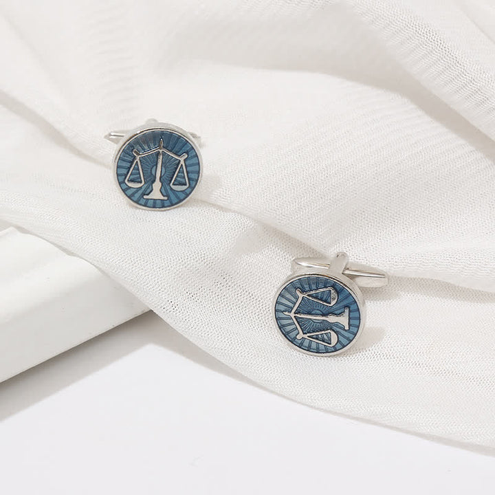 Men's Exquisite Law Scales Pattern Enamel Cufflinks - image 3
