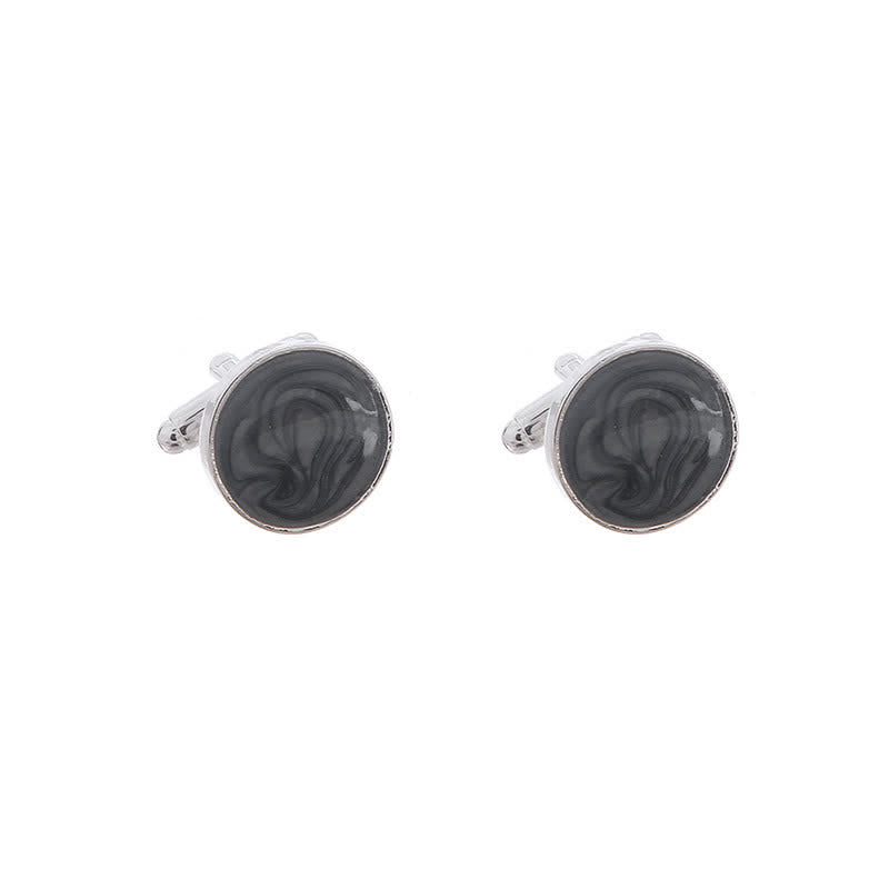 Men's Versatile Round Style Shirt Cufflinks - Black - image 7