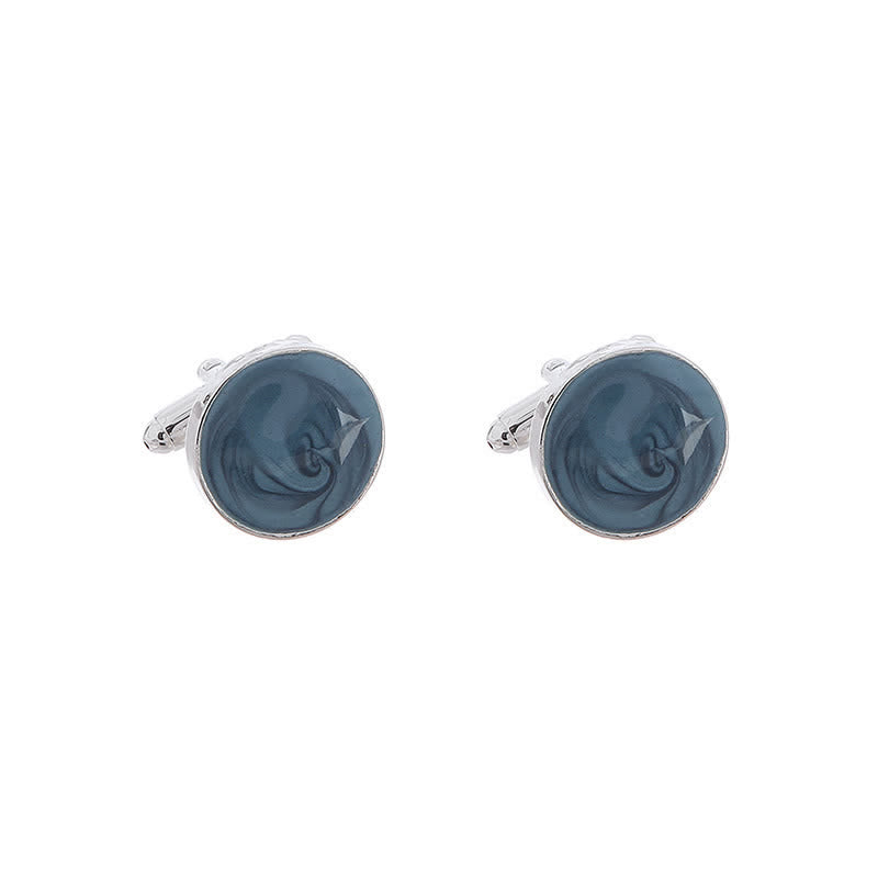 Men's Versatile Round Style Shirt Cufflinks - Blue - image 2