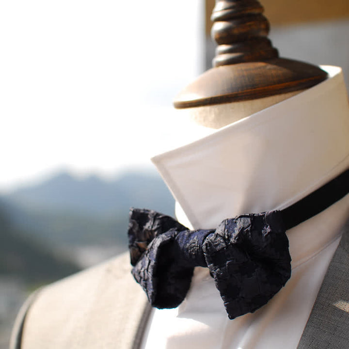 Men's Elegant Black Jacquard Floral Bow Tie