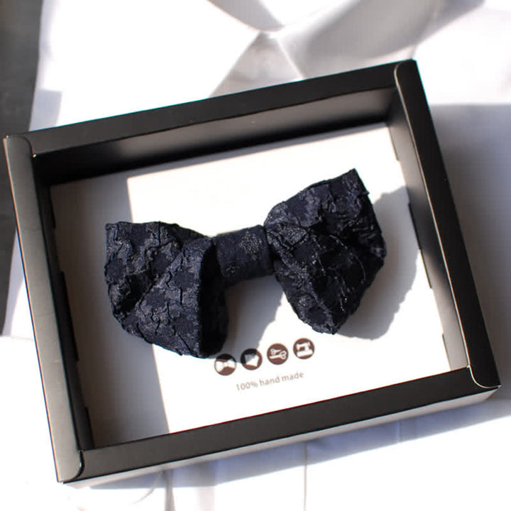 Men's Elegant Black Jacquard Floral Bow Tie