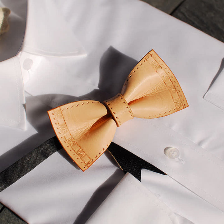 Men's Personalized Plant Tanned Leather Bow Tie