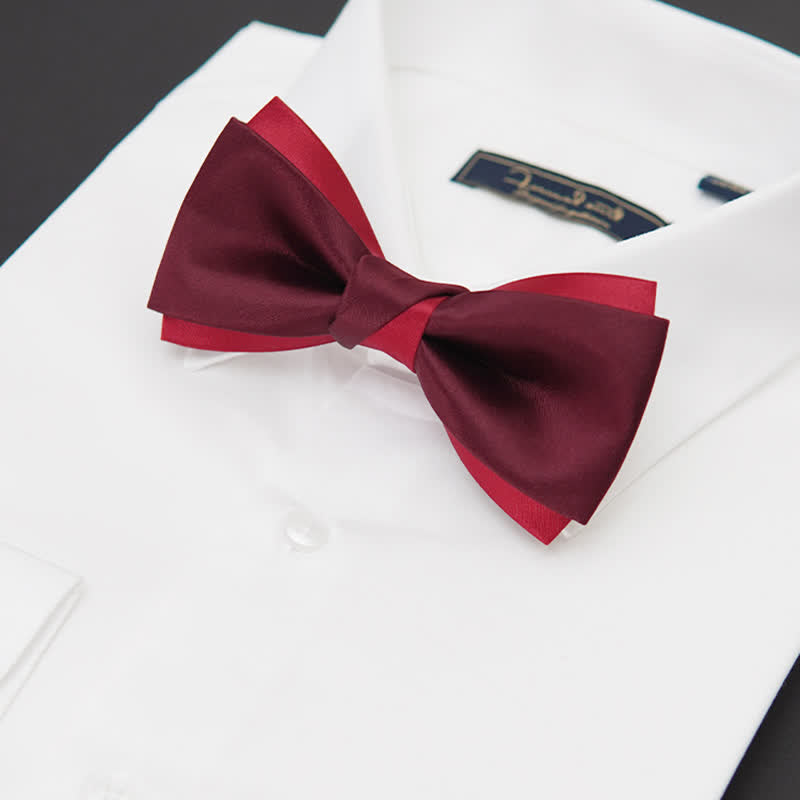 Men's Red Double Layered Formal Tuxedo Bow Tie