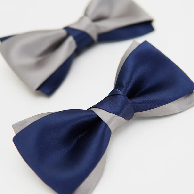 Men's Noble Navy & Silver Double Layered Bow Tie