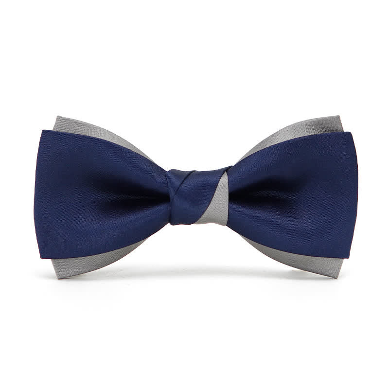 Men's Noble Navy & Silver Double Layered Bow Tie