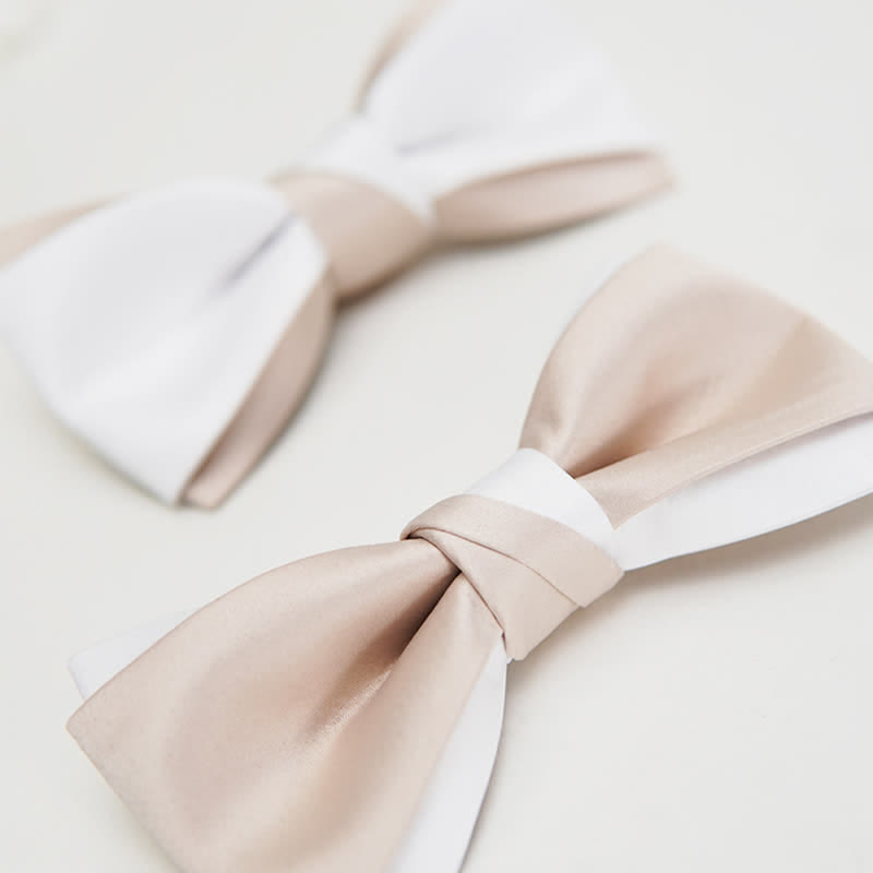 Men's Gentle Pink & White Double Layered Bow Tie