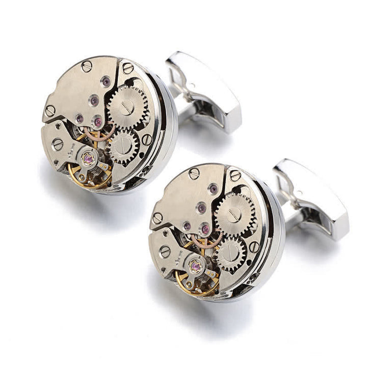 Men's Cool Watch Movement Steampunk Cufflinks