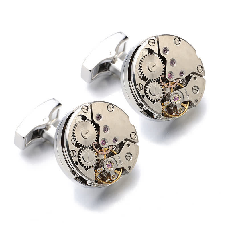 Men's Cool Watch Movement Steampunk Cufflinks