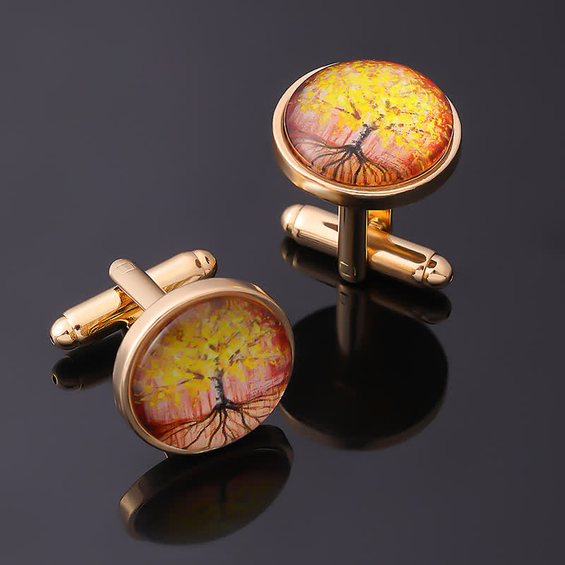 Men's Gold Accessories Tree of Life Cufflinks