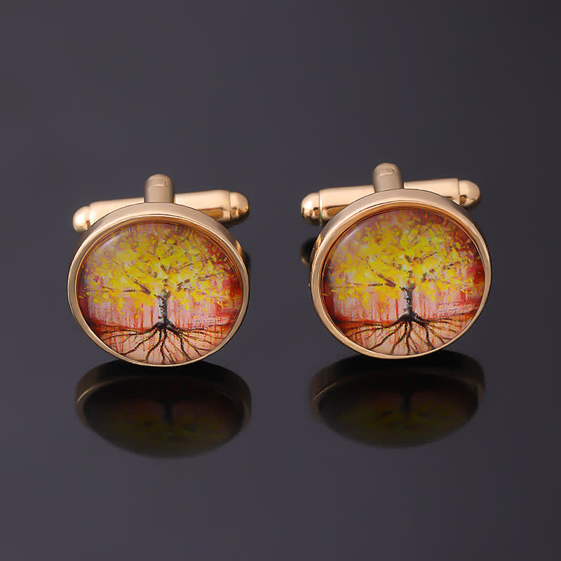 Men's Gold Accessories Tree of Life Cufflinks - image 2