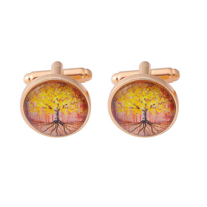 Men's Gold Accessories Tree of Life Cufflinks - Gold - image 0