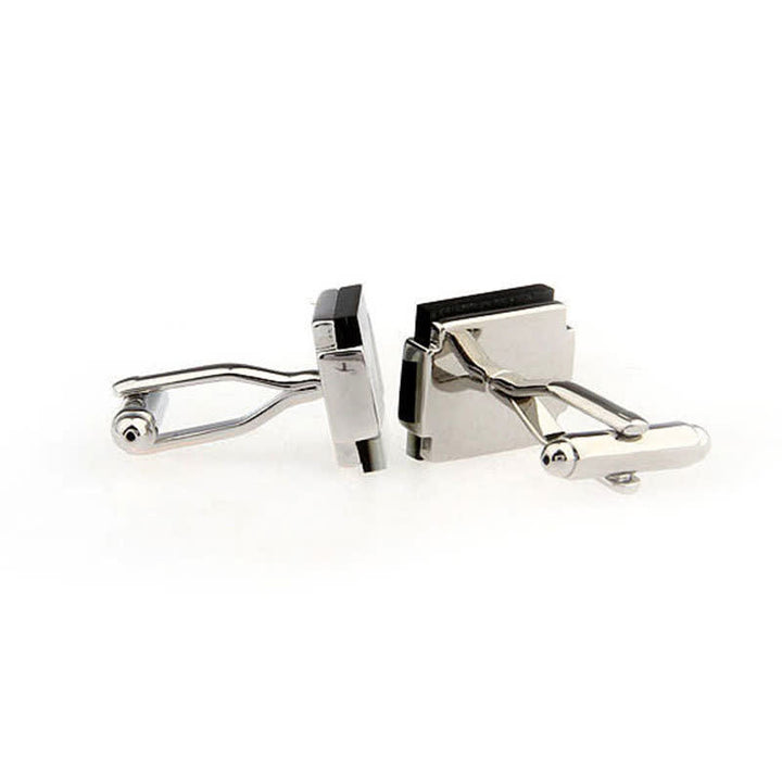 Men's Check Stripe Square Pearl Shell Cufflinks