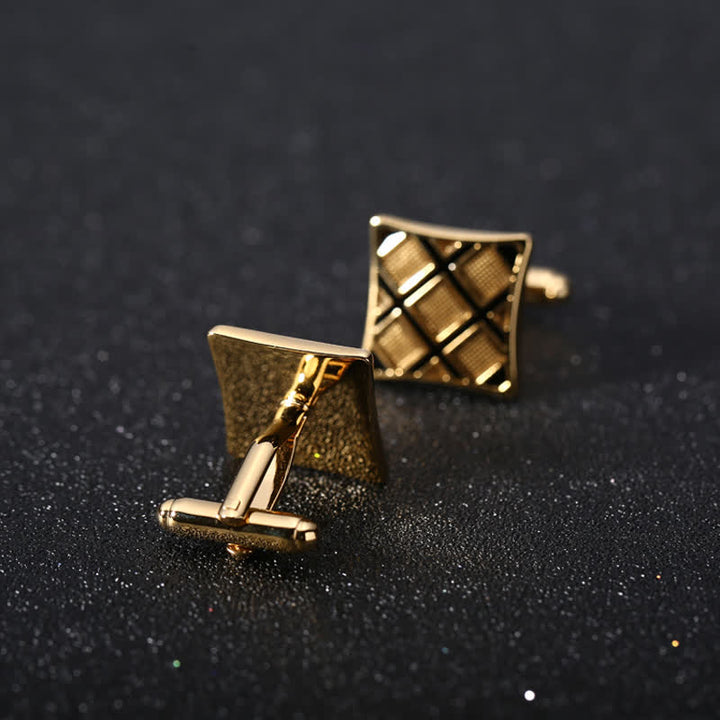 Men's Gold & Black Diagonal Rectangle Cufflinks