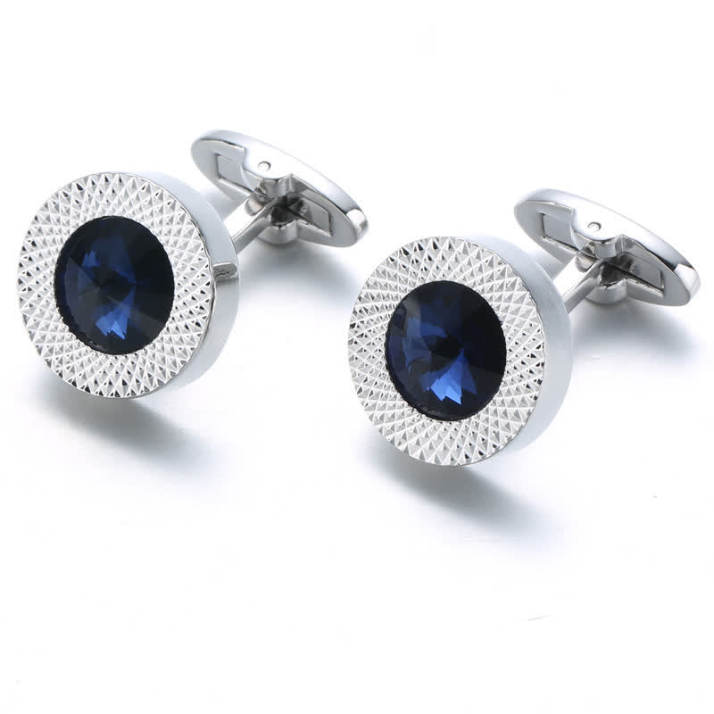 Men's Alluring Gemstone Crystal Cufflinks - Blue & Silver - image 0
