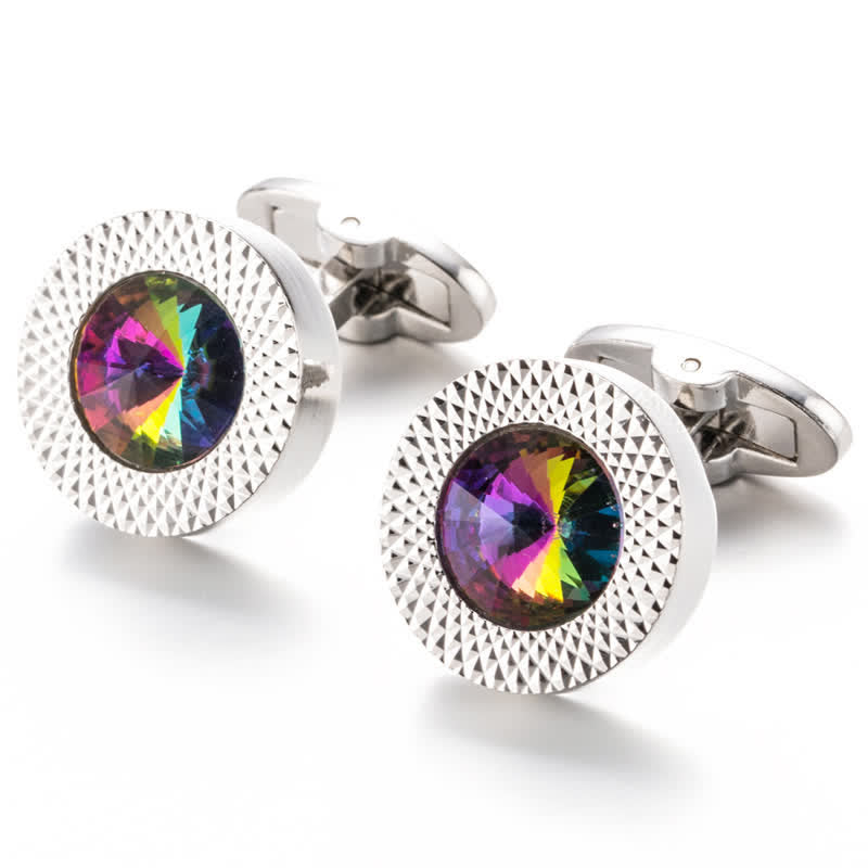 Men's Alluring Gemstone Crystal Cufflinks - Rainbow - image 15