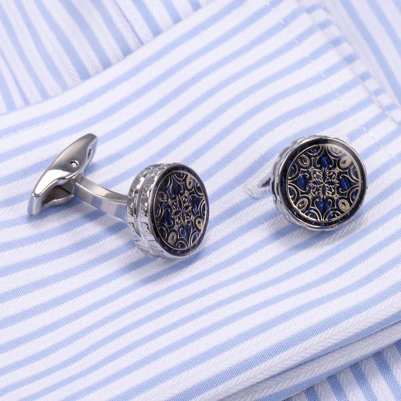Men's Novelty Floral Pattern Round Cufflinks - image 1