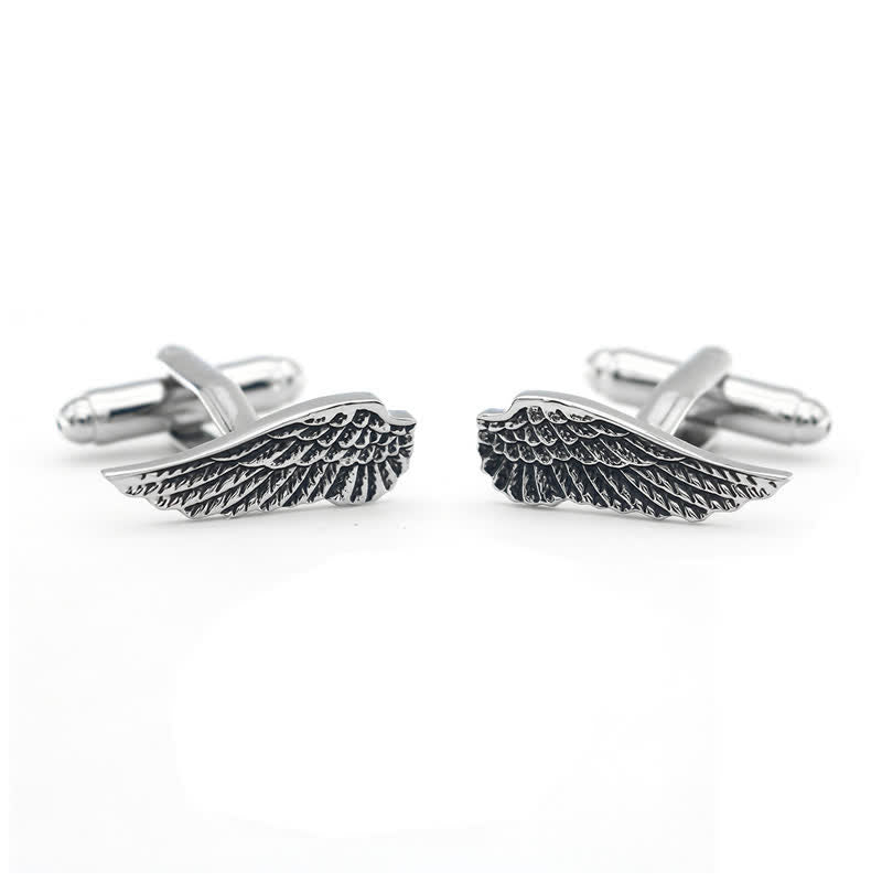 Men's Black & Silver Angel Wings Cufflinks - Black & Silver - image 0