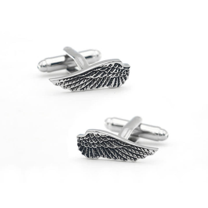 Men's Black & Silver Angel Wings Cufflinks