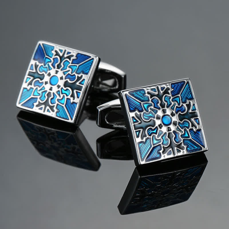 Men's Blue Series Enamel Square Cufflinks