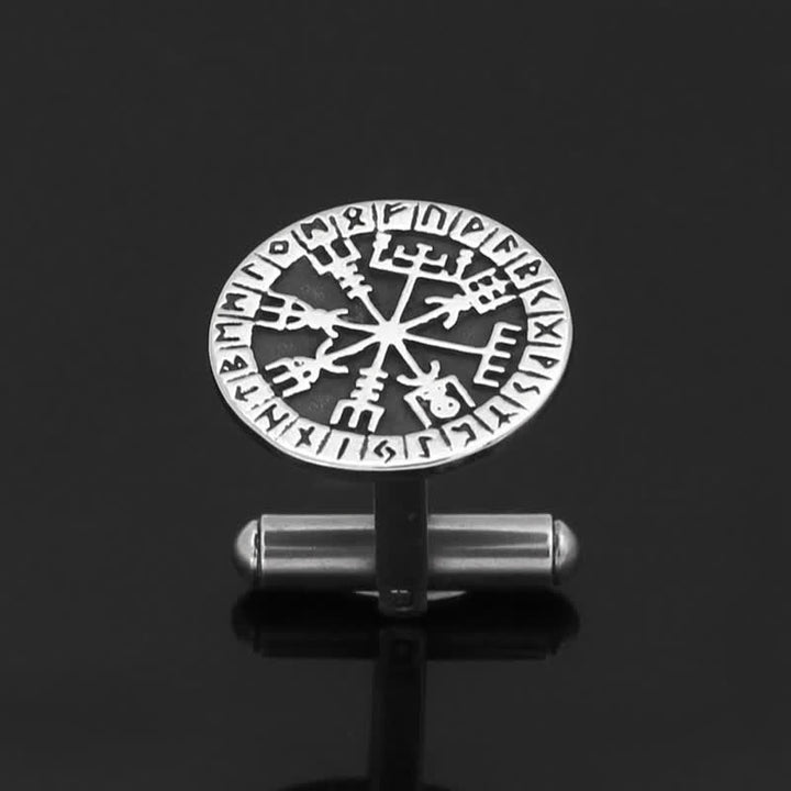 Men's Viking Compass Rune Vegvisir Cufflinks