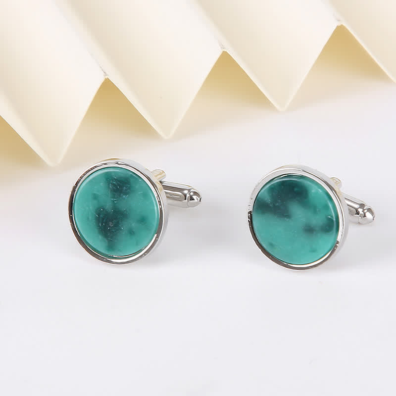 Men's Marble Stone Pattern Business Cufflinks - Green - image 4