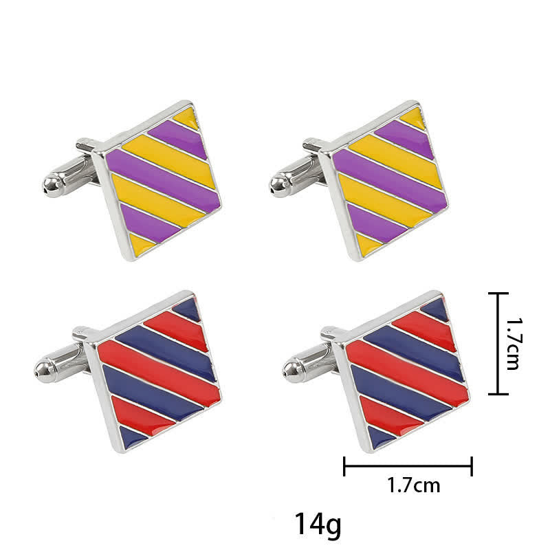 Men's Classical Two Tone Square Striped Cufflinks