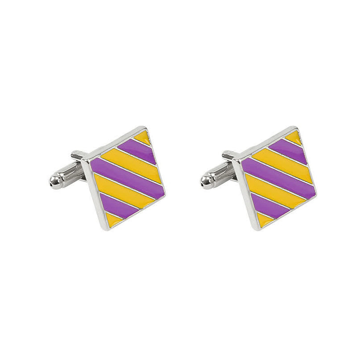 Men's Classical Two Tone Square Striped Cufflinks