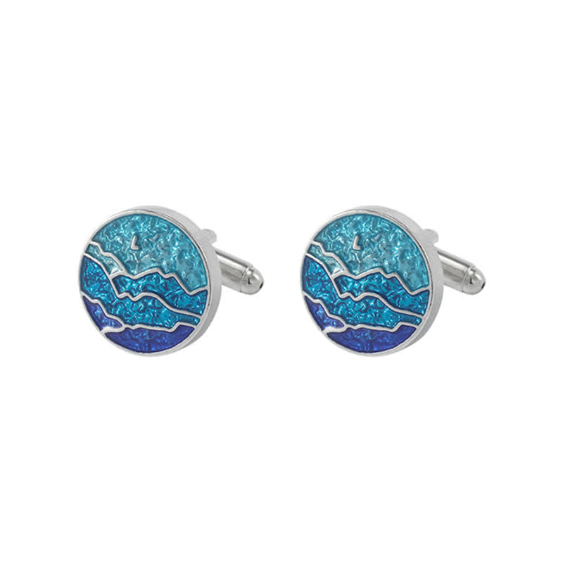 Men's Classic Blue Enamel Snowflake Cufflinks - Style #2 - image 10
