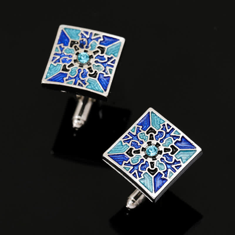 Men's Classic Blue Enamel Snowflake Cufflinks - image 6