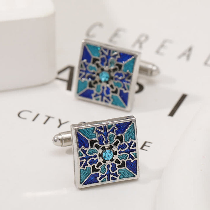 Men's Classic Blue Enamel Snowflake Cufflinks - image 8