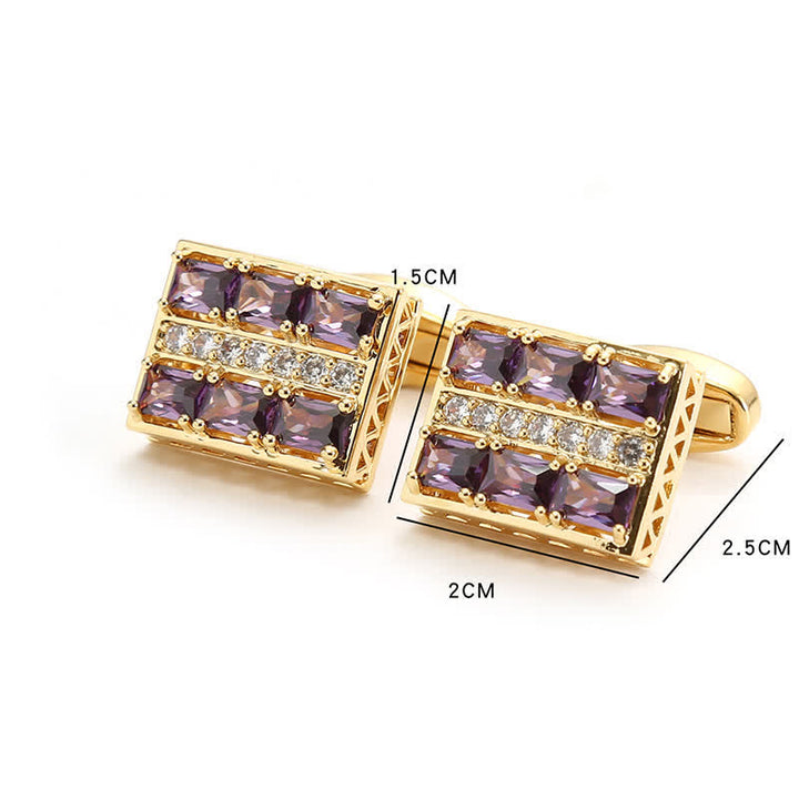 Men's Gold Plated Luxury Shiny Zircon Cufflinks