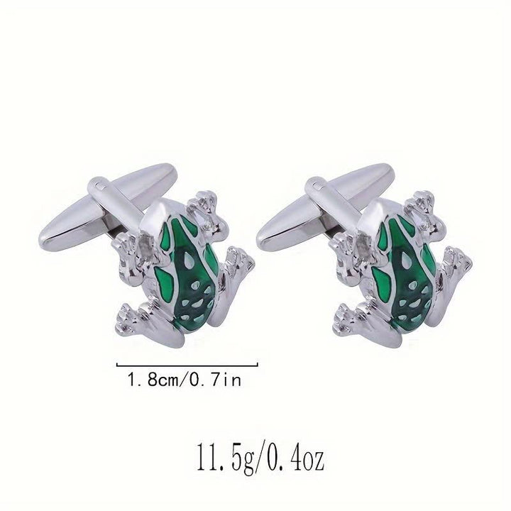 Men's Green Enamel Tree Frog Cufflinks - image 6