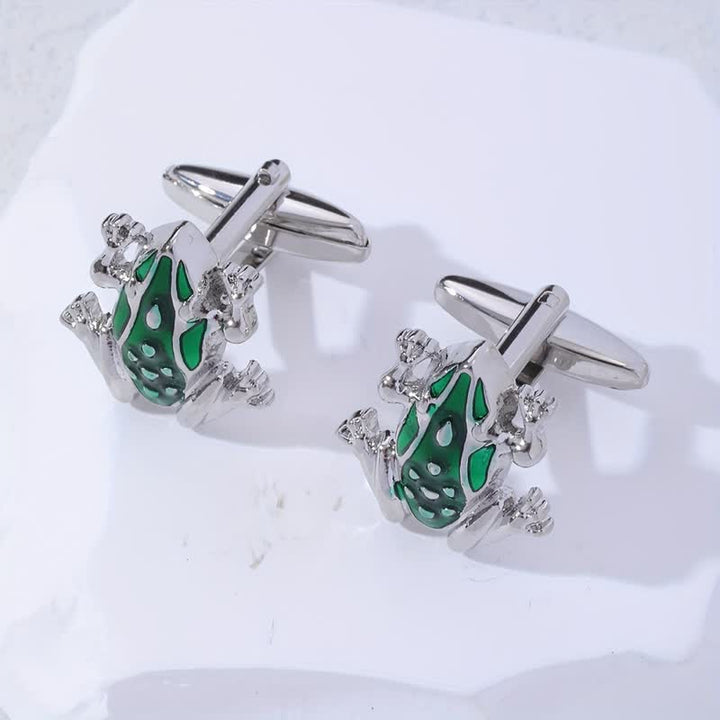 Men's Green Enamel Tree Frog Cufflinks - image 4