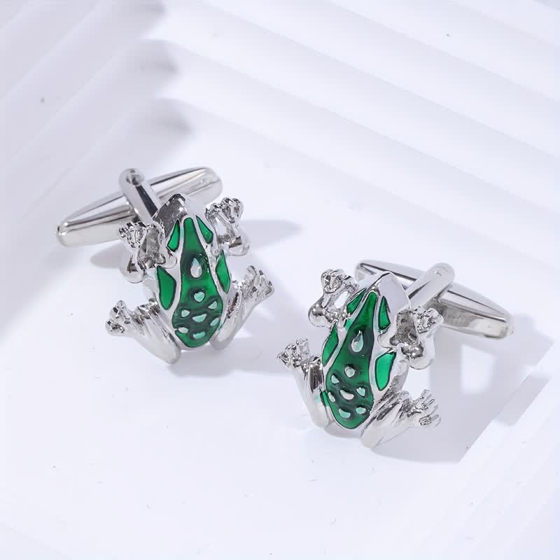 Men's Green Enamel Tree Frog Cufflinks - image 5