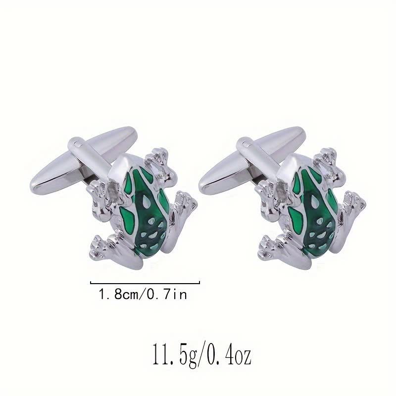 Men's Green Enamel Tree Frog Cufflinks