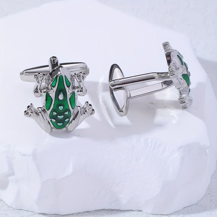 Men's Green Enamel Tree Frog Cufflinks