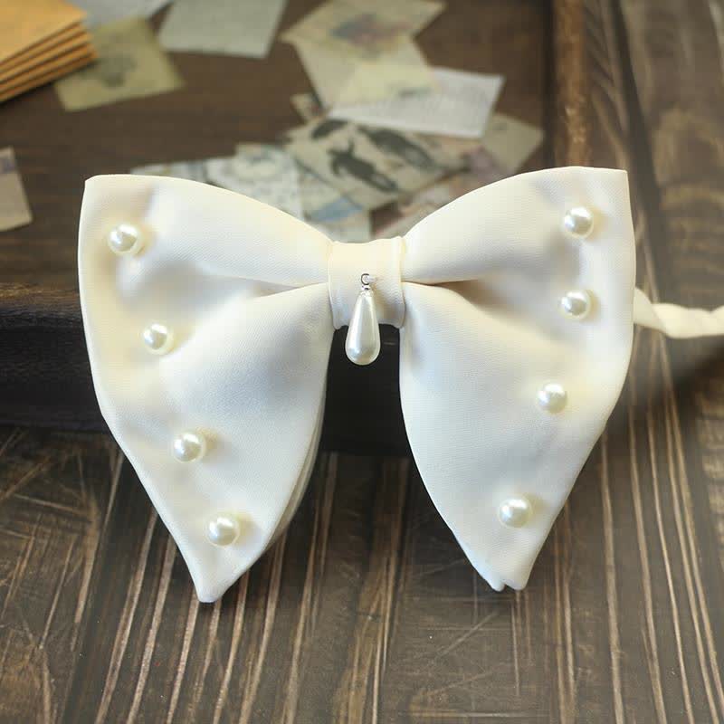 Men's Pearl Embellished Oversized Pointed Bow Tie