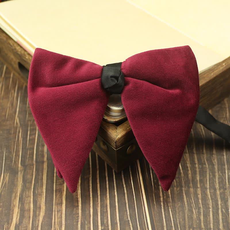 Men's Velvet Oversized Pointed Wedding Bow Tie