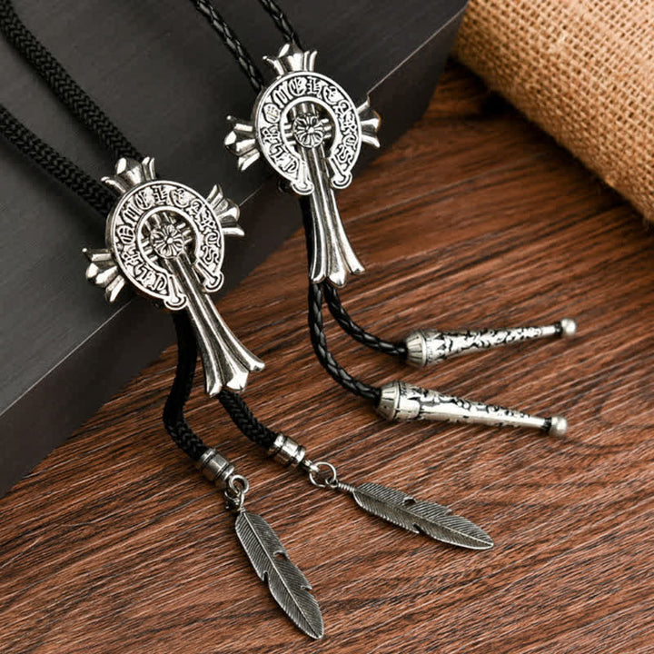 Modern Cross Pendant Necklace Shirt Bolo Tie