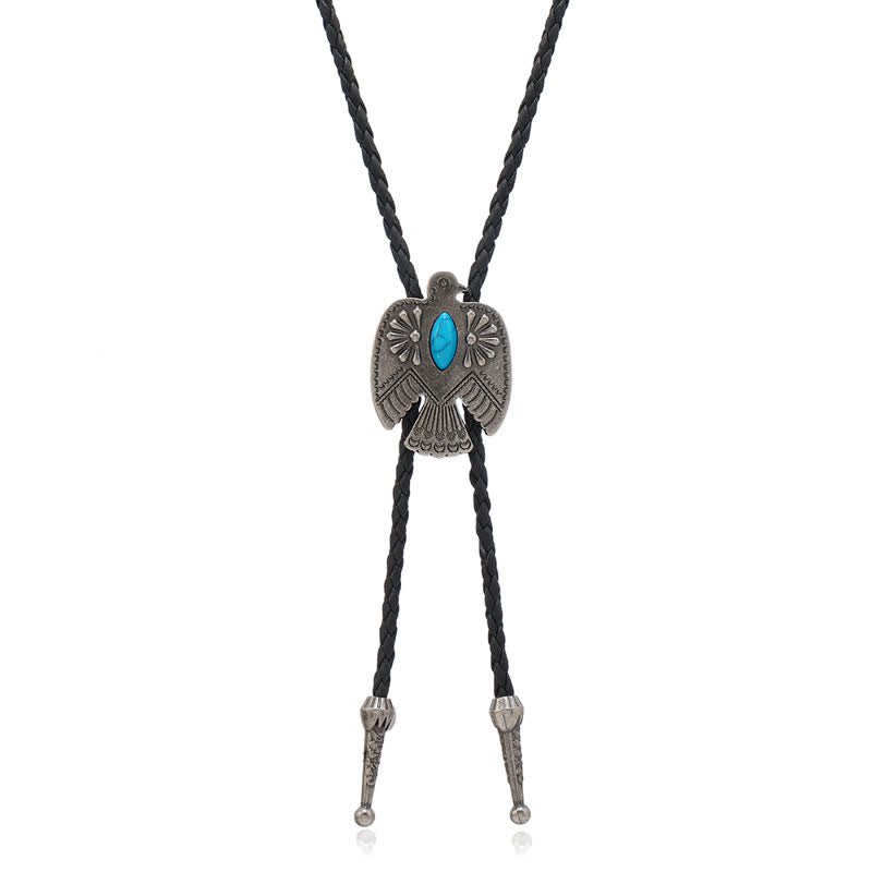 Western Eagle Bird Turquoise Stone Bolo Tie