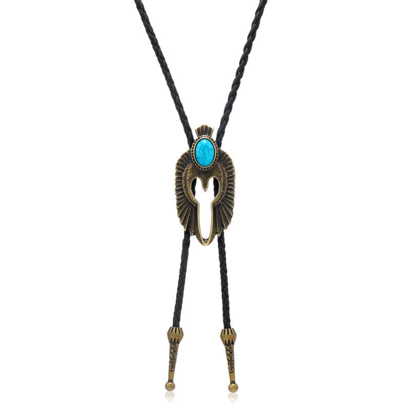 Western Eagle Bird Turquoise Stone Bolo Tie