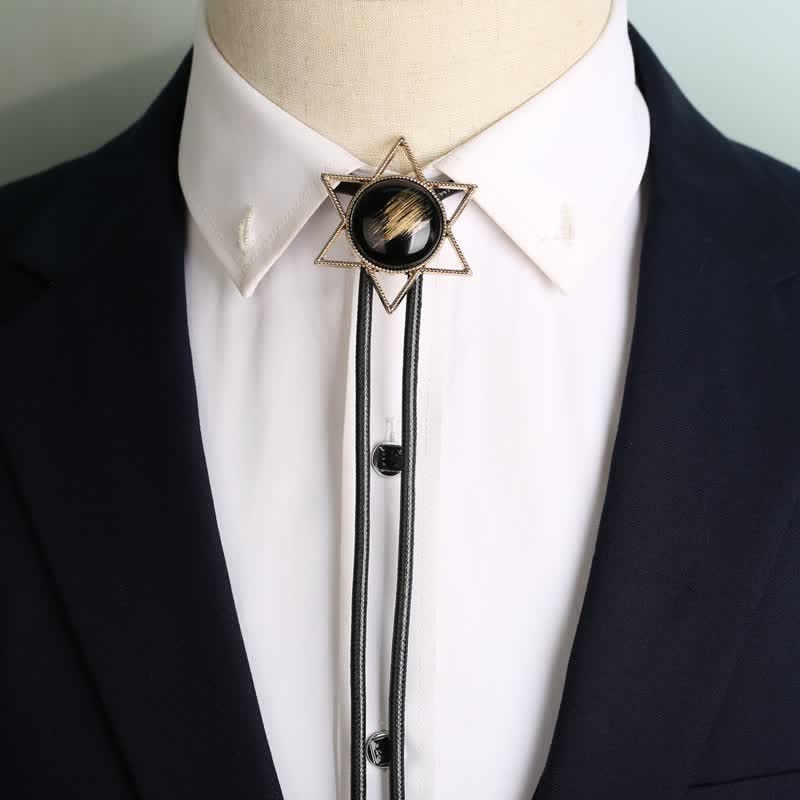 Hexagram Star Gemstone Shirt Collar Bolo Tie