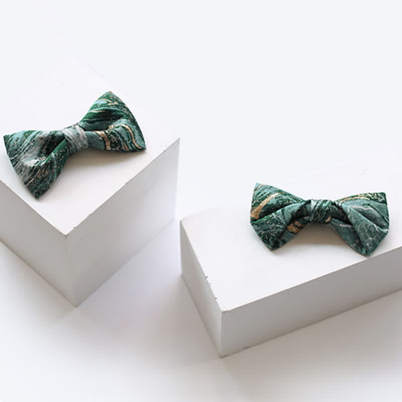 Men's LightSeaGreen Gold Accent Wedding Bow Tie