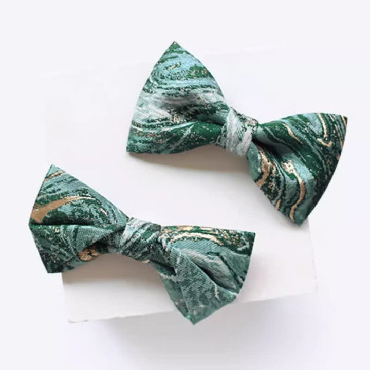 Men's LightSeaGreen Gold Accent Wedding Bow Tie