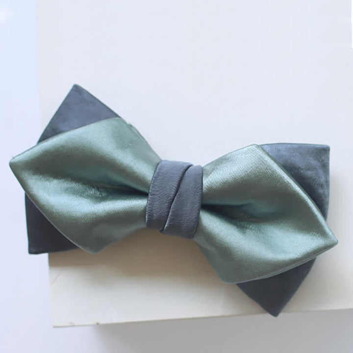 Men's Gray-Blue Pale Green Double Layered Bow Tie