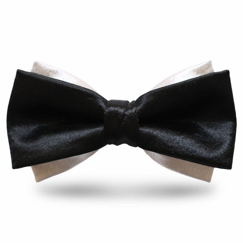 Men's Gainsboro Black Double Layered Bow Tie