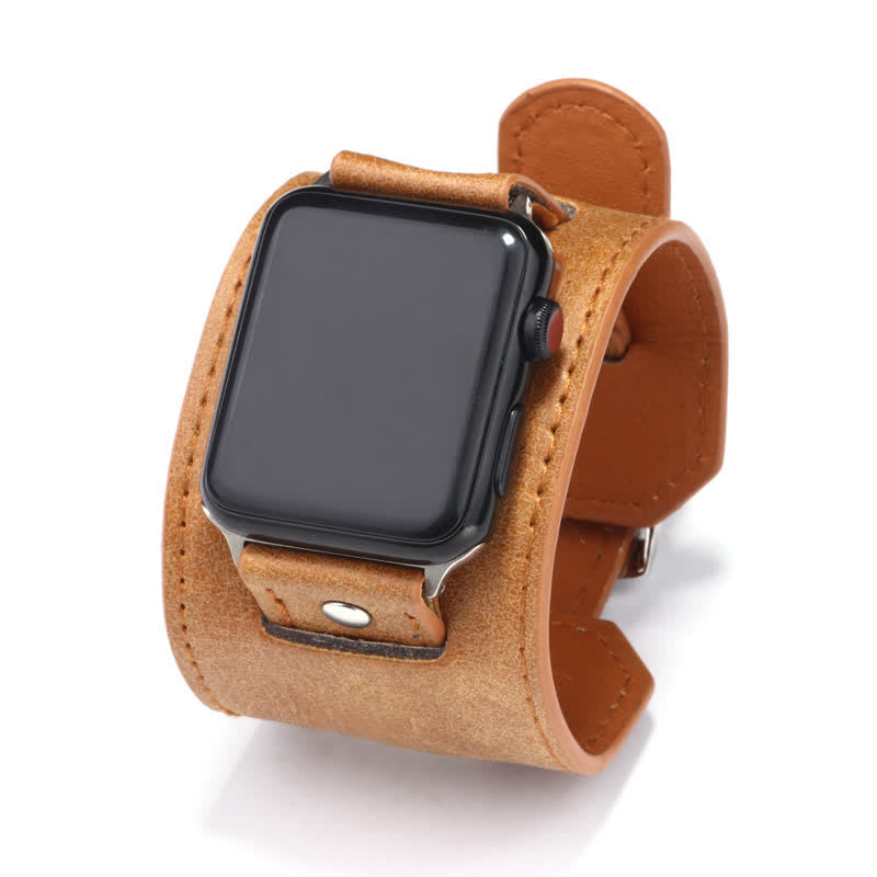 Vintage Leather Cuff Smart Watch Band