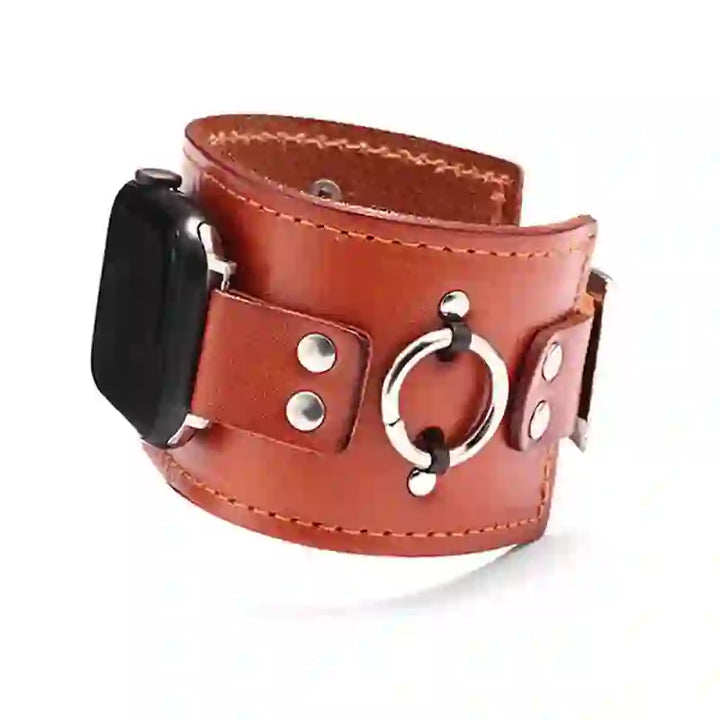 Ring Decor Genuine Leather Smart Watch Band